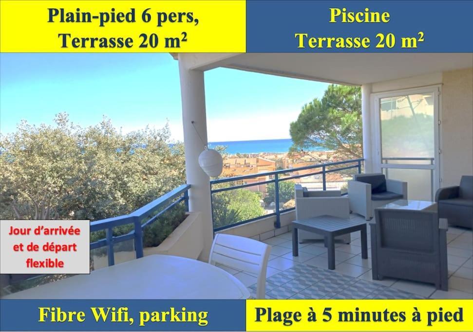 Plain-Pied, Terrasse, Piscine, Pleine Vue Mer, Plage A 6' A Pied, Parking, Wifi Fleury  Extérieur photo